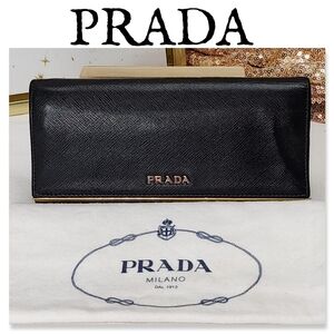 AUTHENTIC PRADA SAFFIANO LEATHER SNAP WALLET IN BLACK W DUST BAG